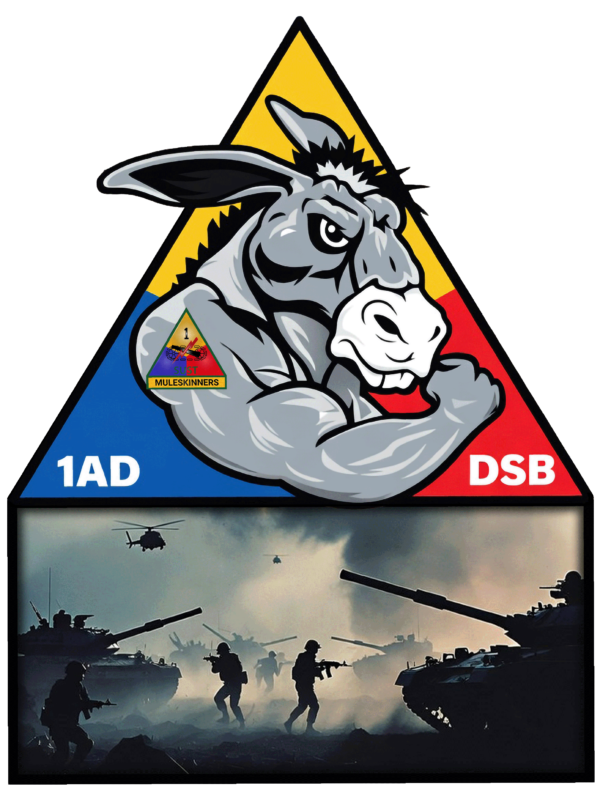 1AD DSB Mule Skinners Plaque” 18 x 13 3/4 “TEMPLATE READY”
